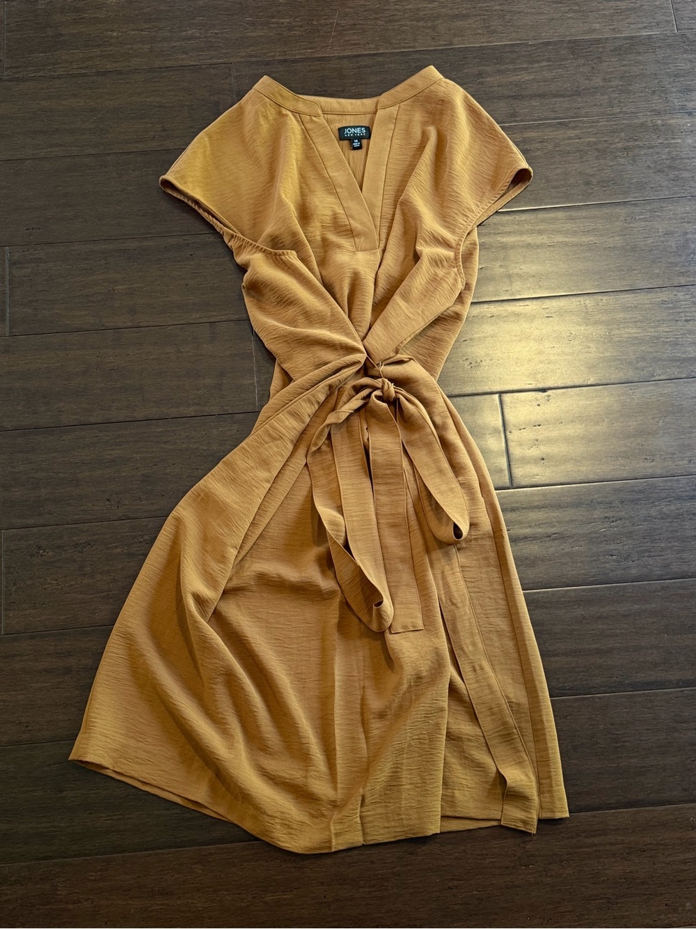 Jones New York Wrap Midi Dress in Mustard Yellow
